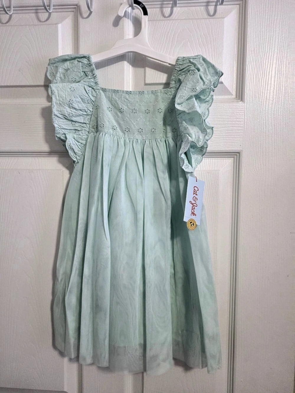Cat & Jack Toddler Girls' Sleeveless Eyelet Dress Green 5T